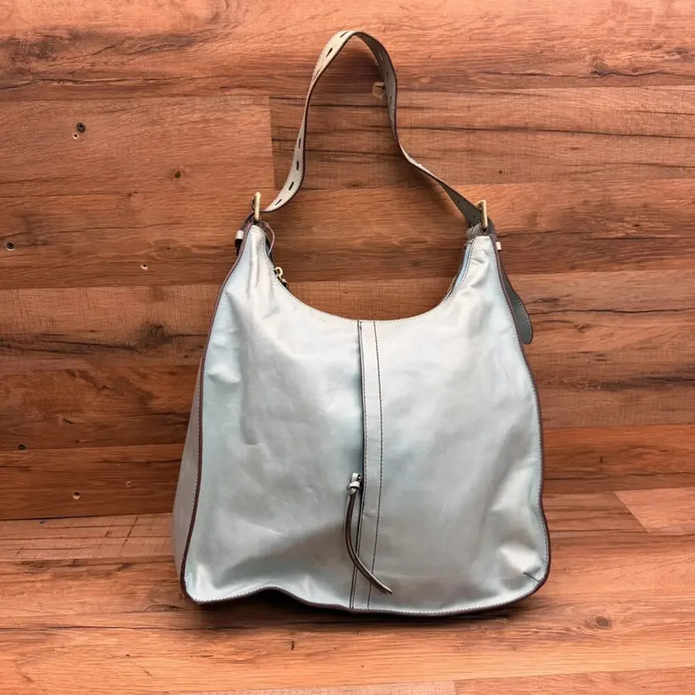 Hobo Fortune Shoulder Bag Blossom Leather Light Blue purse